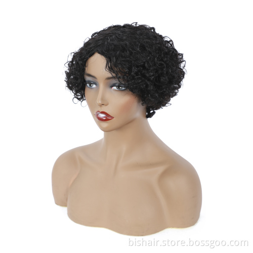 High Quality Wholesale Women'S Full Machine Made Wigs 100% Kinky Curly Human Hair Wigs Black Color